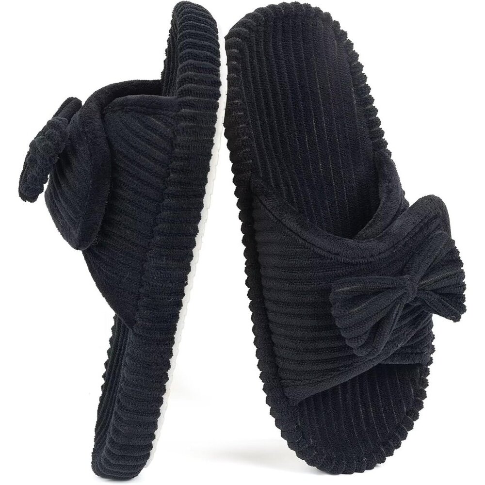 ⚡Woman Black Arch Support Open Toe Orthopedic Adjustable Home Indoor Slippers